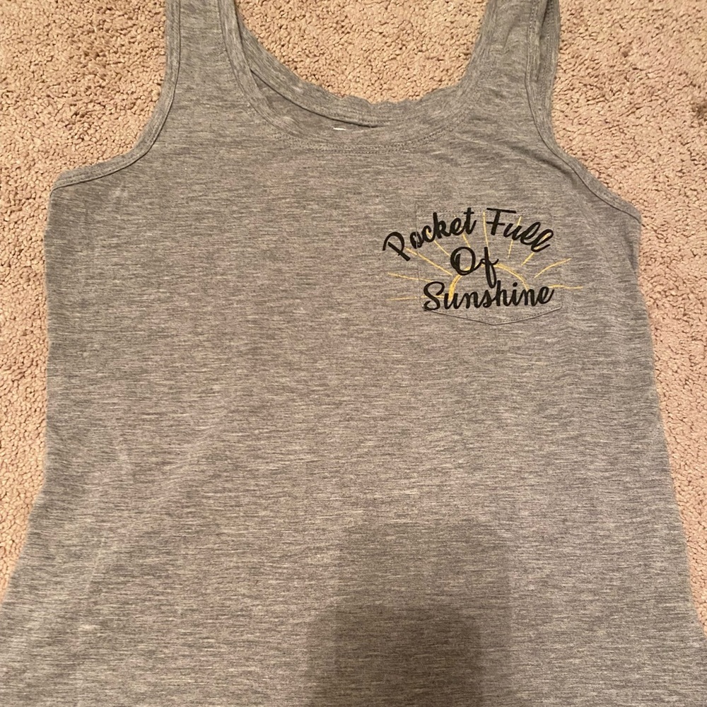 Gray “Pocket Full of Sunshine” tank top